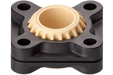 Flange bearing with 4 mounting holes and split housing, KFSM GT igubal®, spherical ball iglide® J