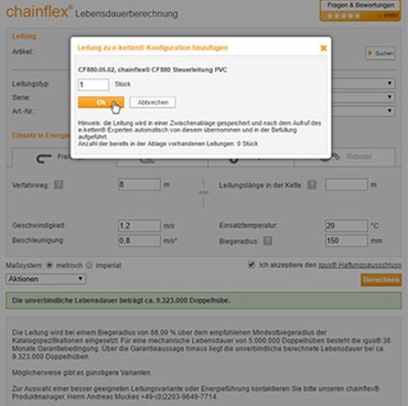 Outil de calcul de la durée de vie chainflex®