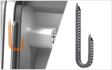 Chaîne porte-câbles E2.1 pour le guidage des câbles de la fraiseuse