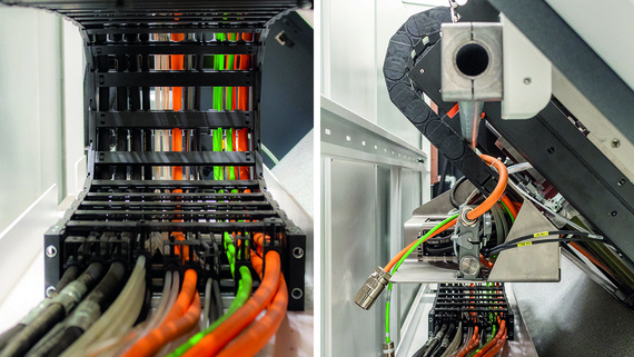 Chaîne porte-câbles dans une machine-outil