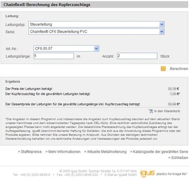 Outil de caclul du supplément de cuivre