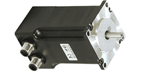 Motor with connector plug and encoder