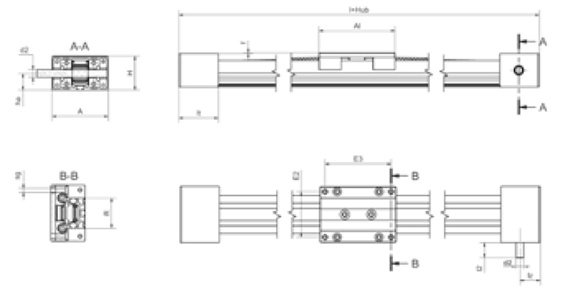 Module linéaire à courroie crantée ZLW en carbone