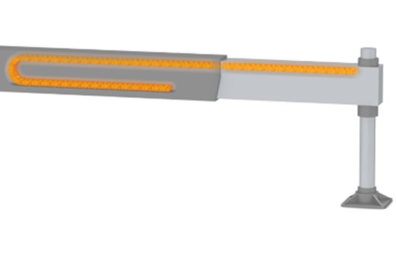 Chaîne porte-câbles igus pour le guidage sûr des tuyaux hydrauliques dans les appuis