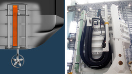 Chaînes porte-câbles dans des propulseurs d'étrave rétractables