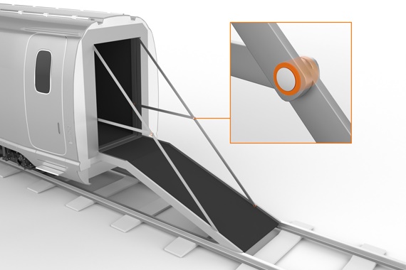 Porte de secours d'un wagon de train avec paliers lisses iglidur