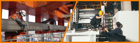 Montage d'une chaîne porte-câbles sur une grue