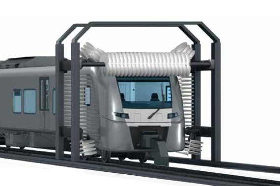 Train dans une installation de lavage