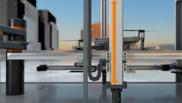 Vis drylin destinés à lever et abaisser la plateforme d'atterrissage