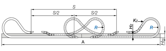 Application glissante à deux chaînes porte-câbles tête bêche