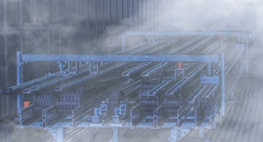 Chambre froide avec chaînes porte-câbles