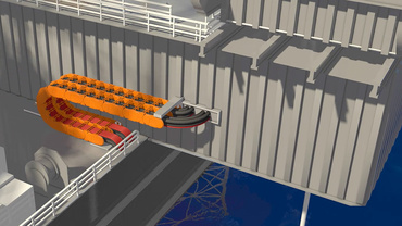 Chaîne porte-câbles dans un cantilever