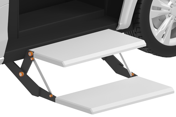 Step with iglide plain bearings