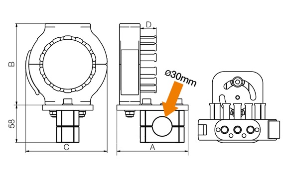 Plan raccord compact triflex R à serre-câbles