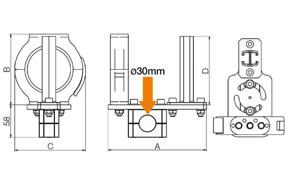 Vue 3D raccord fortes charges triflex R