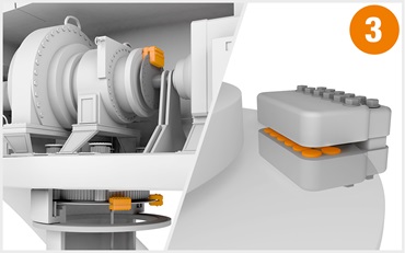 Plaques en iglidur dans des freins d'azimut