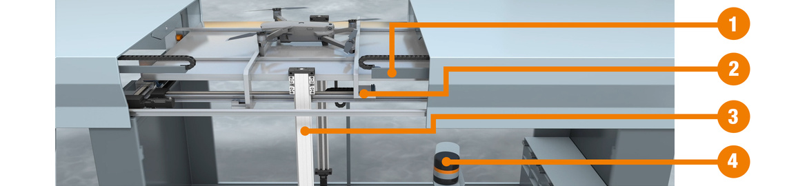 Système de drone dans un caisson intégrant des produits igus