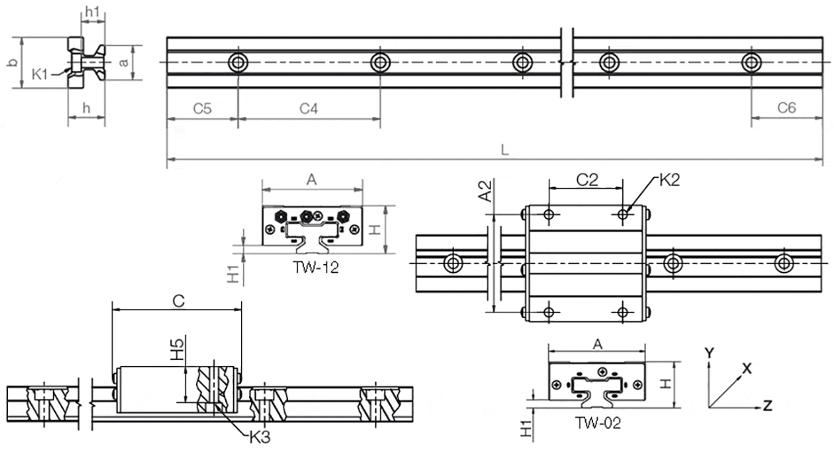 drylin® T System Heavy Duty drawing